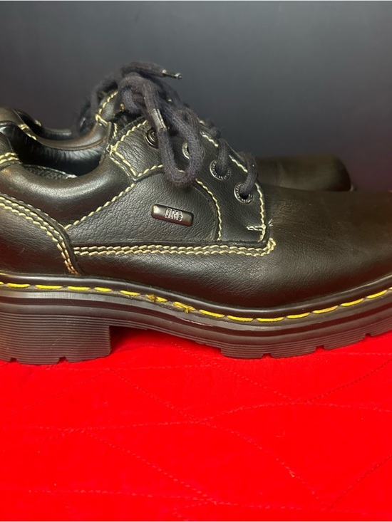 Vintage Dr. Martens Black Leather Shoes with Yellow Stitching main image 9